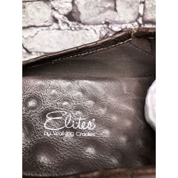 Elite By Walking Cradles Brown Leather Croc Comfort SlipOn Cork Clogs Women Sz 8 - Picture 5 of 16